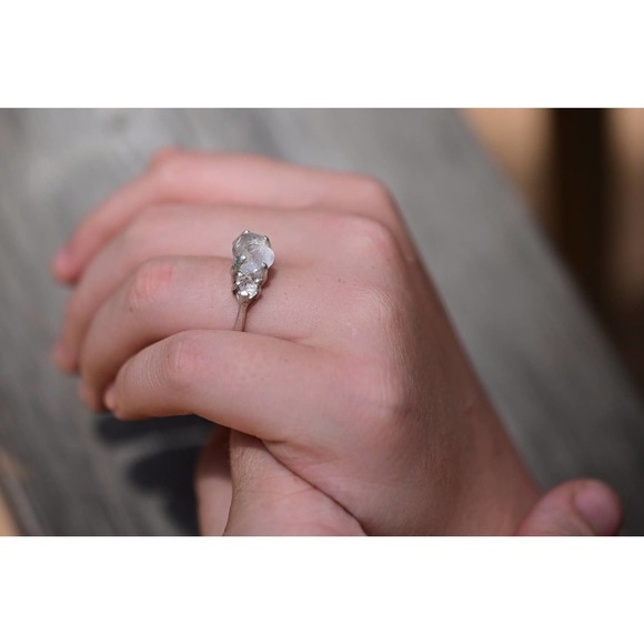 Alternative Engagement Ring Raw rustic Boho Promise Ring dainty unique s… - Picture 6 of 7